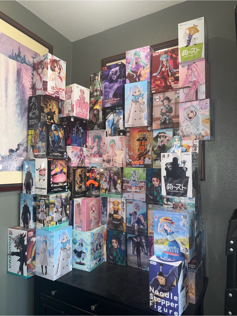 Anime Figure Storage Organizer - Pink & Blue Decorative Display
